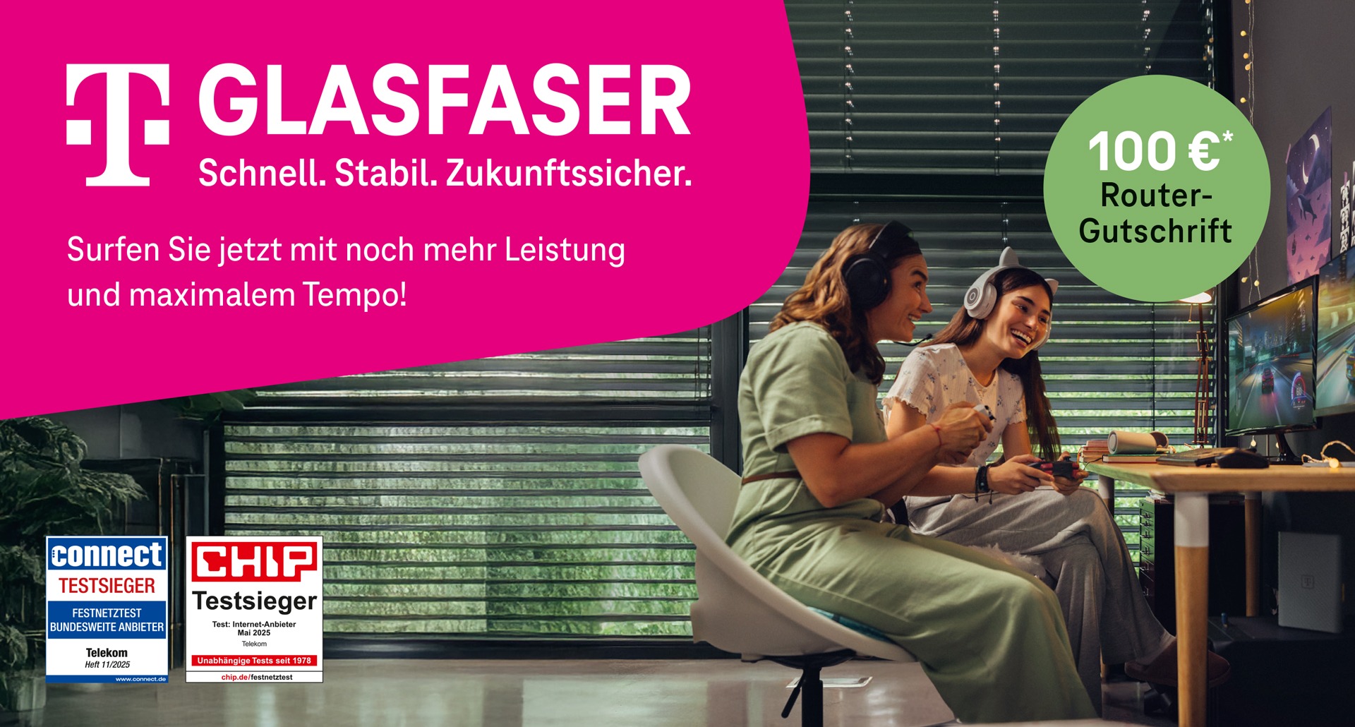 Angebot zu Glasfaser der Telekom. Mehr Details siehe Fußnote